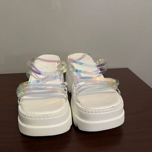 White platform sandals